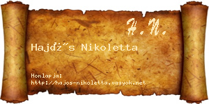 Hajós Nikoletta névjegykártya